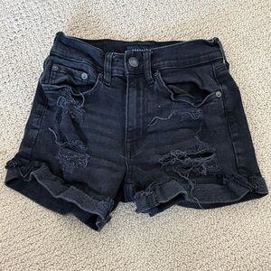 Aeropostale Black Distressed Jean Shorts